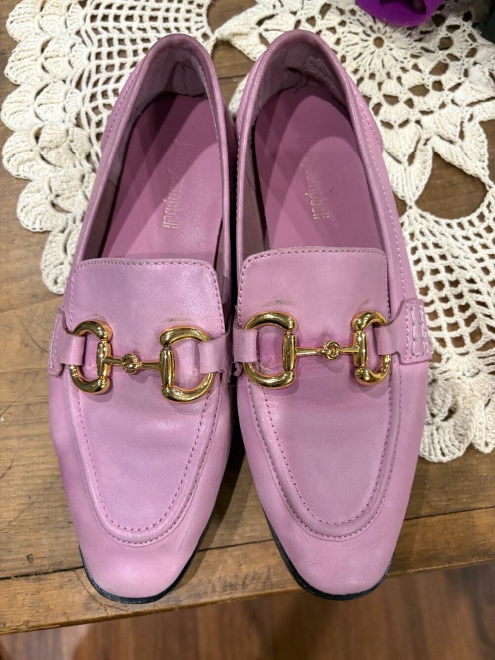 Jeffrey Campbell Velviteen genuine leather pink loafers, size 7.5